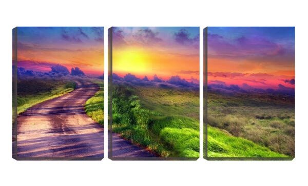 Quadro Decorativo 45x96 estrada sinuosa pôr do sol - 1