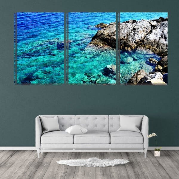 Quadro Decorativo 45x96 água azul cristalina - 2