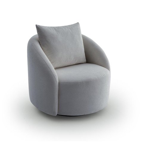 Poltrona Decorativa Orgânica Giratória Boucle Cinza Claro Cali Estofama