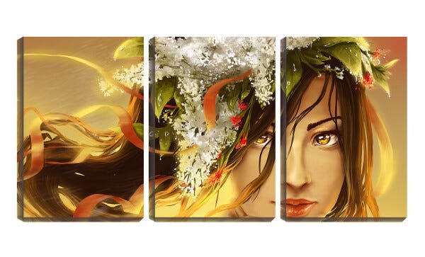 Quadro Decorativo 45x96 desenho de mulher olhar colorido - 1