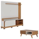 Ver imagem 1 de Estante Home Theater Jurerê 1.8 Off White Matte Freijó com Mesa de Centro Jeri Freijó Off White - Co