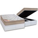 Ver imagem 1 de Cama Box Baú Queen: Colchão Molas Castor Bonnel Revolution + Base CRC Courano White(158x198)