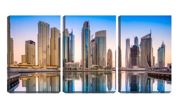 Quadro Decorativo 45x96 reflexo de prédios na água - 1
