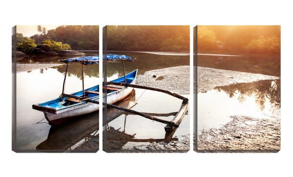 Quadro Decorativo 45x96 barco encalhado na areia - 1