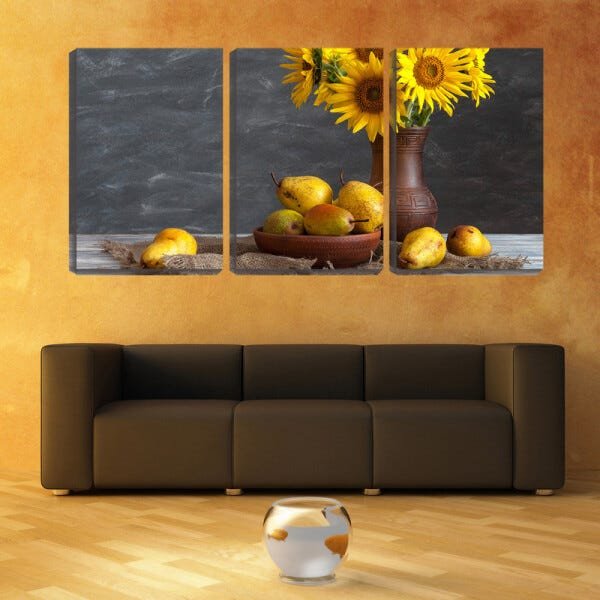 Quadro Decorativo 45x96 mangas e girassois amarelos - 2