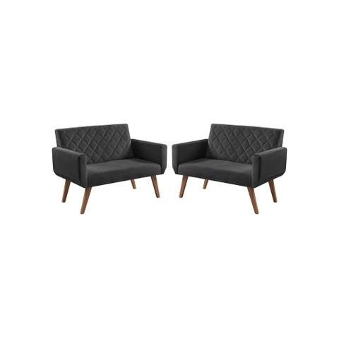 Kit 2 Poltronas 2 Lugares Anabelle Unidecor Preto