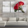 Quadro Decorativo 30x66 rosas vermelhas fundo madeira - 2