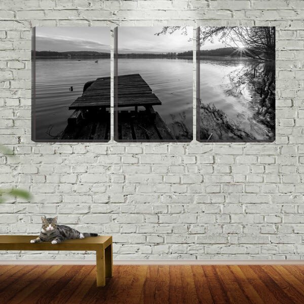 Quadro Decorativo 30x66 cais velho na beira do lago pb - 1