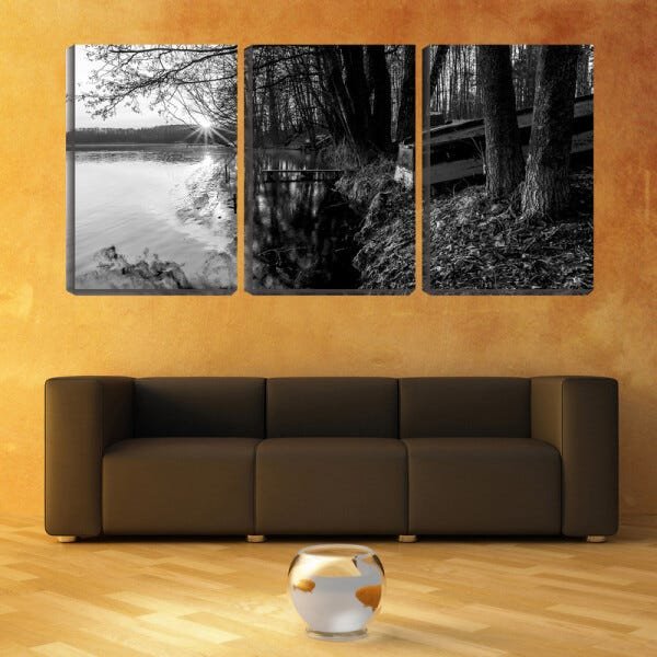 Quadro Decorativo 30x66 canoa na beira do rio pb - 2