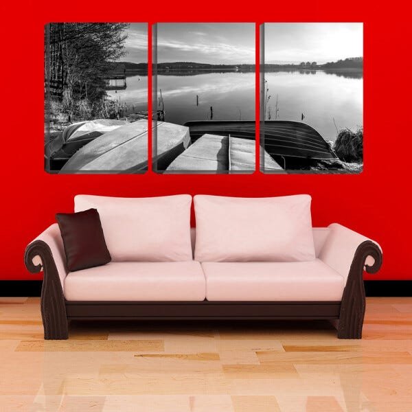 Quadro Decorativo 30x66 canoas viradas pb - 2