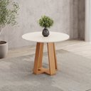 Ver imagem 1 de Mesa de Jantar 4 Lugares 90cm Tampo MDF Redonda Lisa