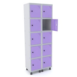 ROUPEIRO DE AÇO 2M 10 PORTAS PITÃO PANDIN - CINZA/LILÁS GRP 502/10 DI - 1