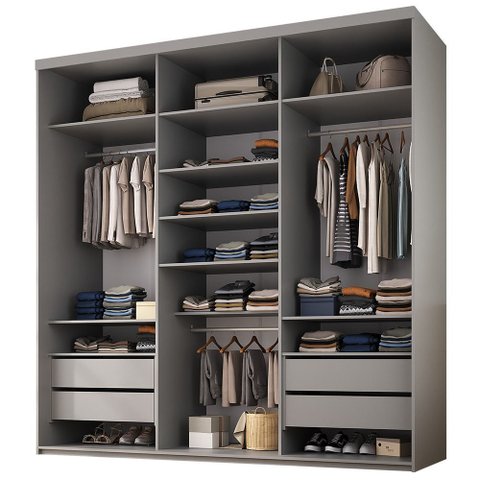 Closet Casal Guarda Roupa sem Porta 208cm 4 Gavetas Mdf Tunísia R02 Urbe - Lyam Decor