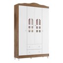 Ver imagem 4 de Berço Americano Mirelle e Guarda Roupa New Selena 4 Portas Branco Acetinado Amadeirado – Carolina