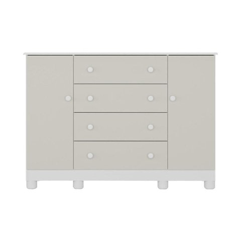 Cômoda Infantil 125cm 2 Portas e 4 Gavetas Allegra Multimóveis Mp4445 Branco/off White Branco/off