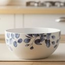 Ver imagem 4 de Kit 3 Tigelas Bowl Cerâmica Branca Premium Folhagens Azuis Beli Collection 550ml