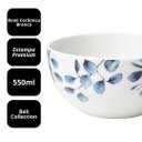 Ver mais imagens de Kit 3 Tigelas Bowl Cerâmica Branca Premium Folhagens Azuis Beli Collection 550ml