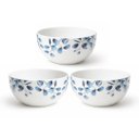 Ver imagem 1 de Kit 3 Tigelas Bowl Cerâmica Branca Premium Folhagens Azuis Beli Collection 550ml