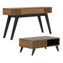 Ver imagem 1 de Kit Aparador Para Sala De Estar Com Mesa De Centro Delta 1 Gaveta C04 Preto Noce Milano - Lyam