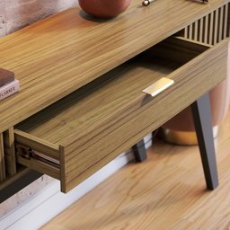 Kit Aparador Para Sala De Estar Com Mesa De Centro Delta 1 Gaveta C04 Preto Noce Milano - Lyam - 10