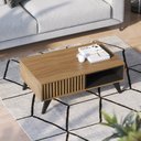 Ver imagem 3 de Kit Aparador Para Sala De Estar Com Mesa De Centro Delta 1 Gaveta C04 Preto Noce Milano - Lyam