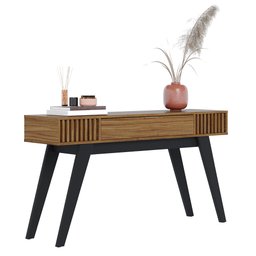 Kit Aparador Para Sala De Estar Com Mesa De Centro Delta 1 Gaveta C04 Preto Noce Milano - Lyam - 4