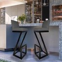 Ver imagem 6 de kit 08 banqueta Alta Z Base De Ferro Suede Grafite - D'Classe Decor