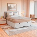 Ver imagem 3 de Cama Box Baú Queen + Colchão Paris Molas Ensacadas Bege Couro Branco/bege