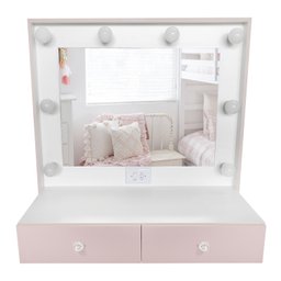 Penteadeira Camarim 100% Mdf Suspensa Branco e Rosa - Dom Móveis - 1
