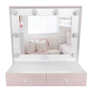 Penteadeira Camarim 100% Mdf Suspensa Branco e Rosa - Dom Móveis
