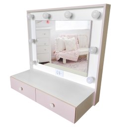 Penteadeira Camarim 100% Mdf Suspensa Branco e Rosa - Dom Móveis - 5
