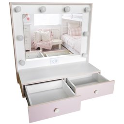 Penteadeira Camarim 100% Mdf Suspensa Branco e Rosa - Dom Móveis - 3