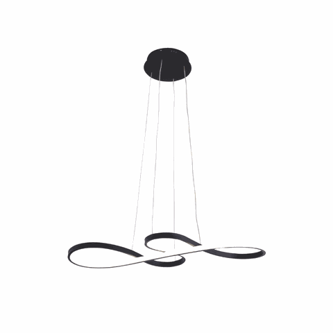 Pendente Espiral Preto Metal 75cm Bivolt Led 47w 3em1