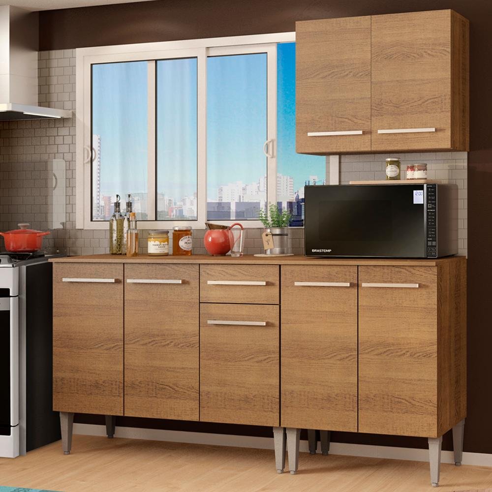 Armário de Cozinha Compacta 169cm Rustic Emilly Free Madesa 01 - 2