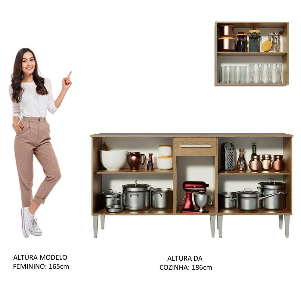 Armário de Cozinha Compacta 169cm Rustic Emilly Free Madesa 01 - 6