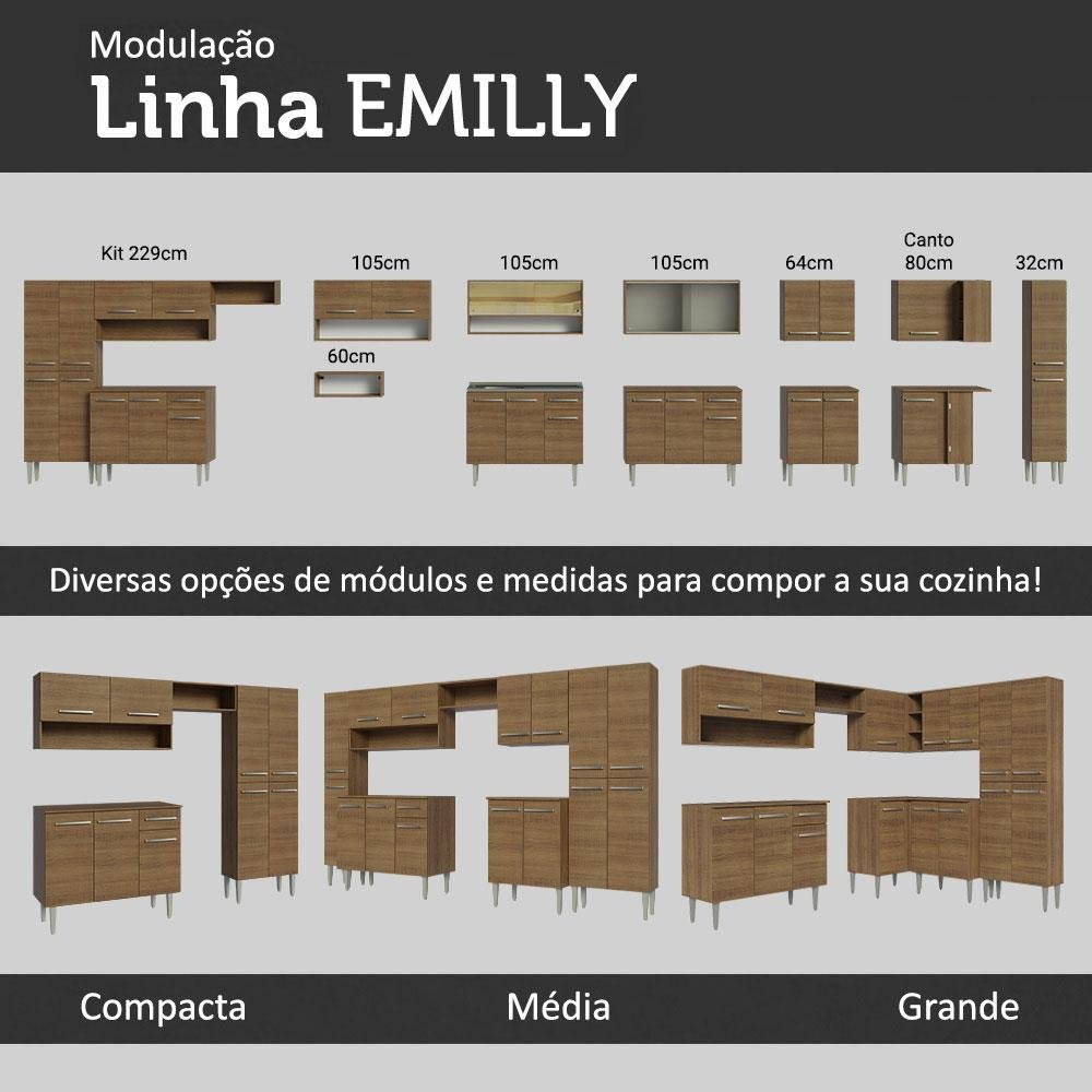 Armário de Cozinha Compacta 169cm Rustic Emilly Free Madesa 01 - 11
