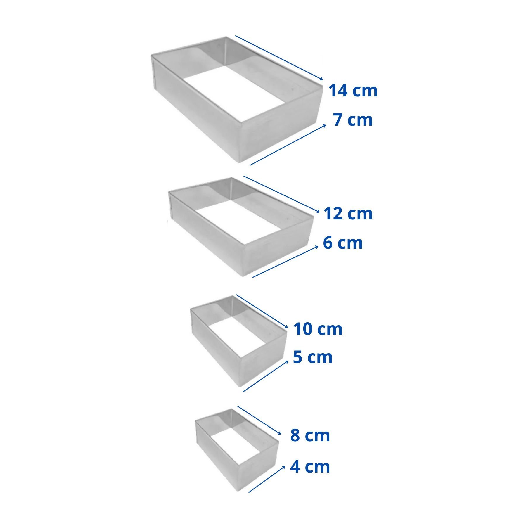 Aro Cortador Quadrado Para Bolo Inox Jogo De Aro C/6 Grande 10cm