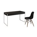 Ver imagem 6 de Mesa De Escritório Industrial Preta 137X53Cm Base Ferro Branco Com 1 Cadeira Pretae