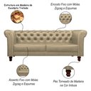 Ver imagem 3 de Sofá Decorativo Sala de Estar Chesterfield 4 Lugares 260cm Couro Bege - Mozzelar