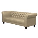 Ver imagem 1 de Sofá Decorativo Sala de Estar Chesterfield 4 Lugares 260cm Couro Bege - Mozzelar