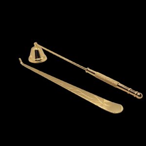 Abafador Apagador Pavio de Vela e Pinça para Acertar Pavio:dourada