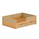Ver imagem 2 de Cama Casal com Grades de Proteção e Gavetas Magna Kids Casatema MadeiraOriginals Marrom/Natural