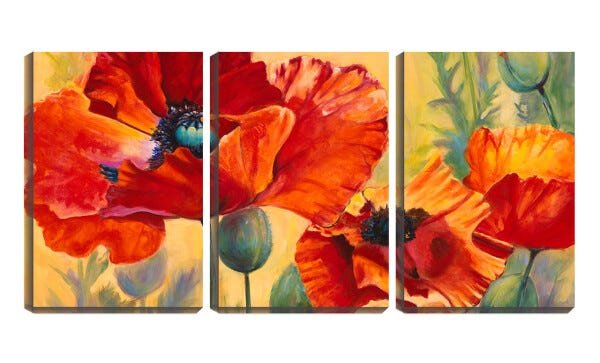 Quadro Decorativo 68x126 pétalas de flores vermelhas