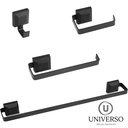 Ver imagem 3 de Kit Acessórios Banheiro 4 Peças Quadrado Preto Suporte Toalha