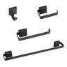 Kit Acessórios Banheiro 4 Peças Quadrado Preto Suporte Toalha - 1