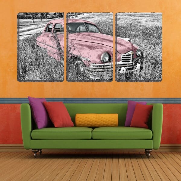 Quadro Decorativo 68x126 carro velho sobre o mato pb - 2