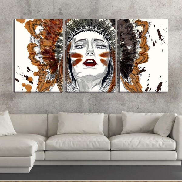 Quadro Decorativo 68x126 desenho adereços indígenas - 2