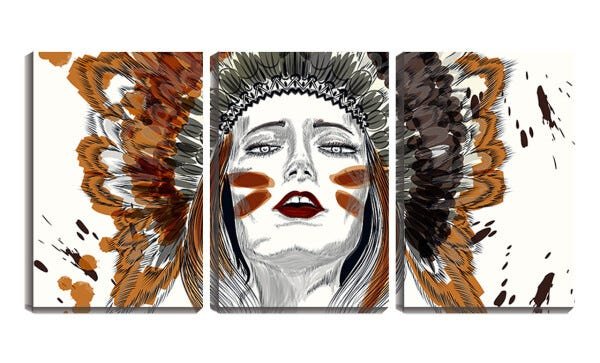 Quadro Decorativo 68x126 desenho adereços indígenas - 1