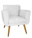 Ver imagem 1 de Poltrona Decorativa Sala Recepção Em Tressê Isabella Suede Branco - LM DECOR