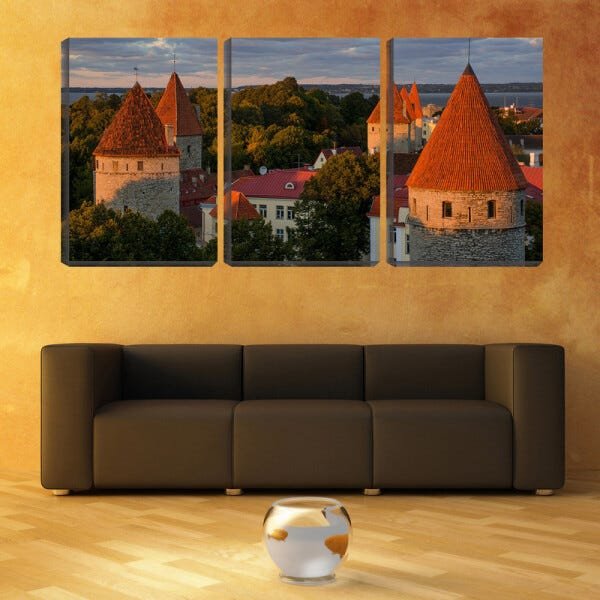 Quadro Decorativo 45x96 telhado vintage forma de cones - 2